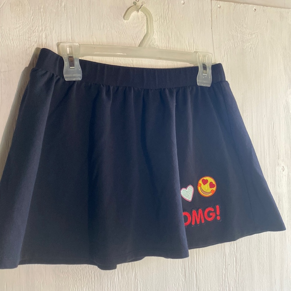 Girls Black XL 14/16 Black Emoji OMG Cotton Cool Mini Skirt